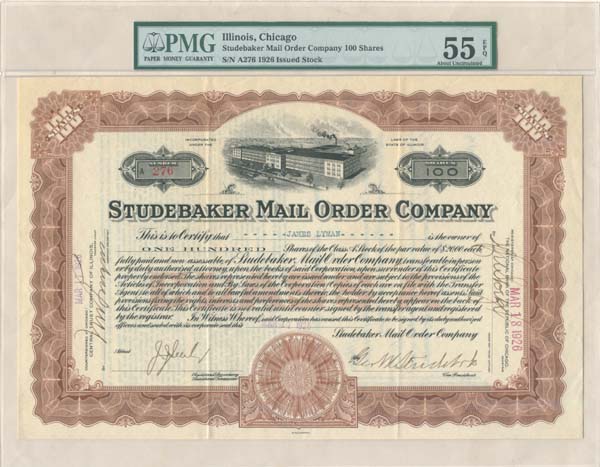 Studebaker Mail Order Co. - Stock Certificate